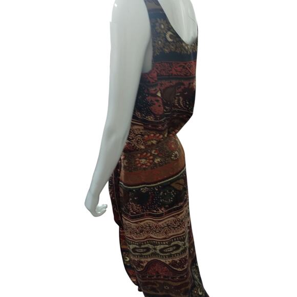 Vintage EXPRESS Champagne Inter 100% Silk Women's Hippie Bohemian Top & Skirt - Picture 4 of 11